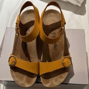 Papillio by Birkenstock Apricot Sandals with Gold Buckles